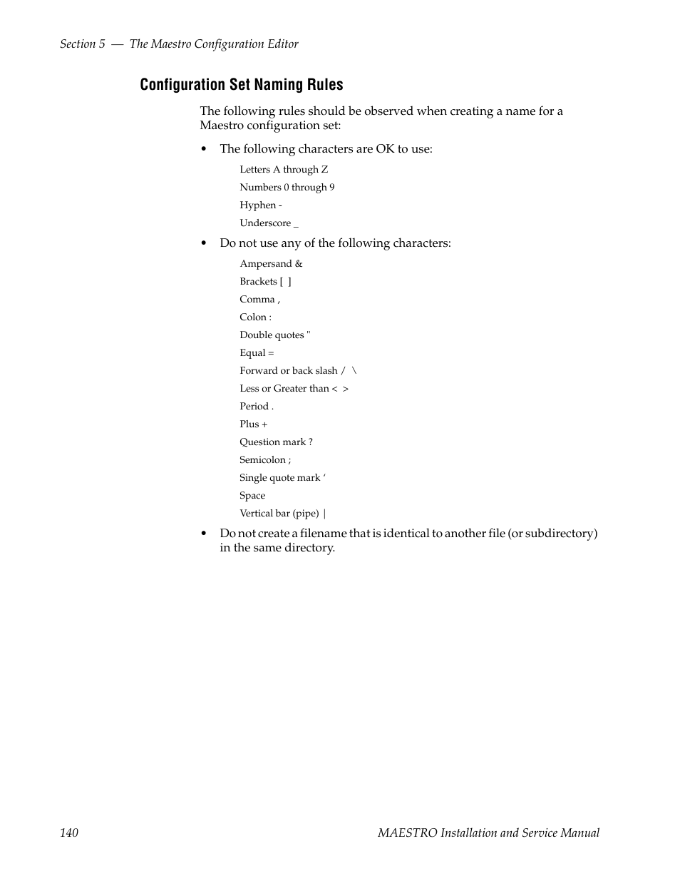 Configuration set naming rules, For th | Grass Valley Maestro Master Control Installation v.2.4.0 User Manual | Page 140 / 428