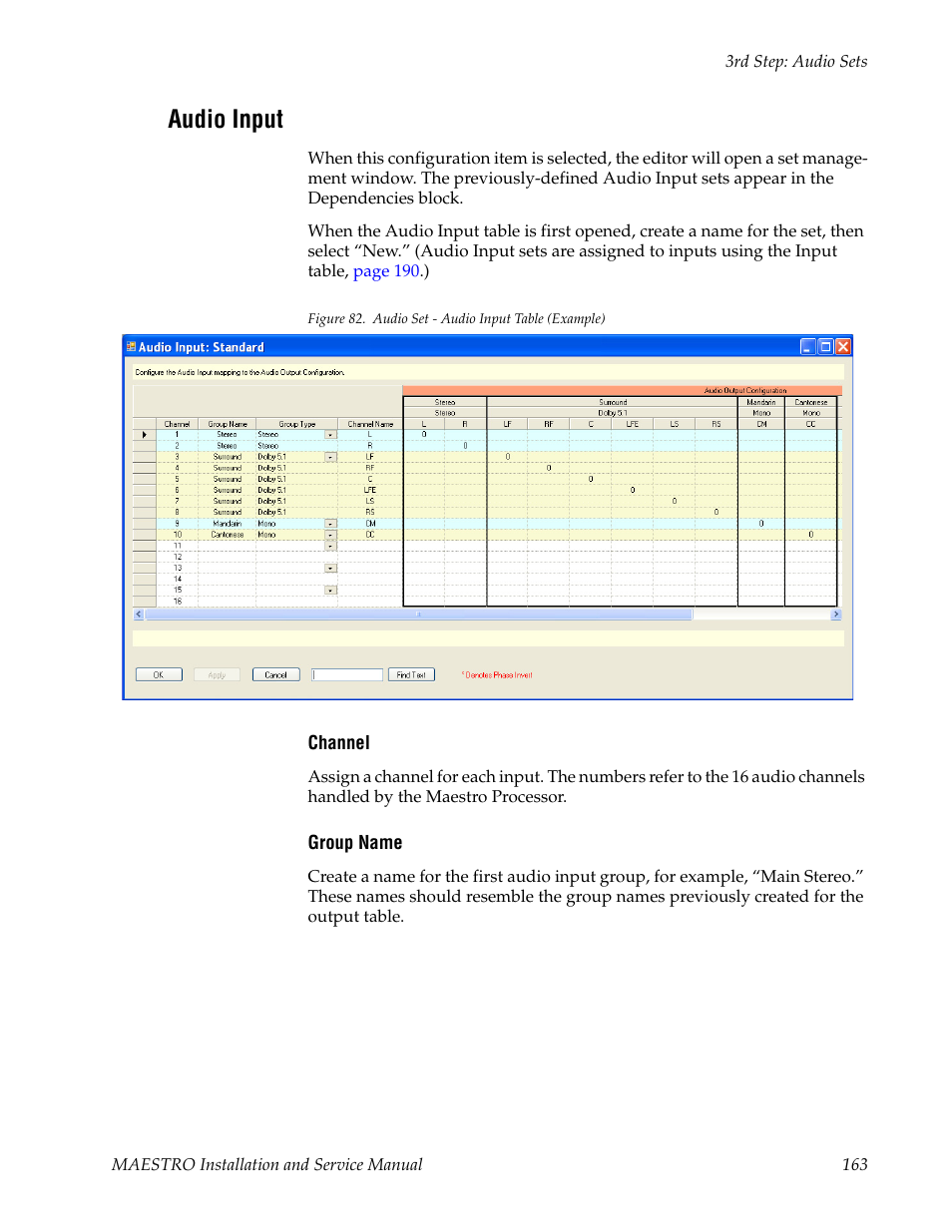 Audio input, Figure 82 | Grass Valley Maestro Master Control Installation v.2.4.0 User Manual | Page 163 / 428