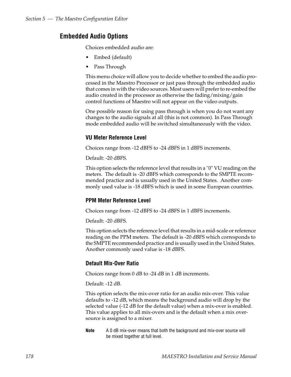 Embedded audio options | Grass Valley Maestro Master Control Installation v.2.4.0 User Manual | Page 178 / 428
