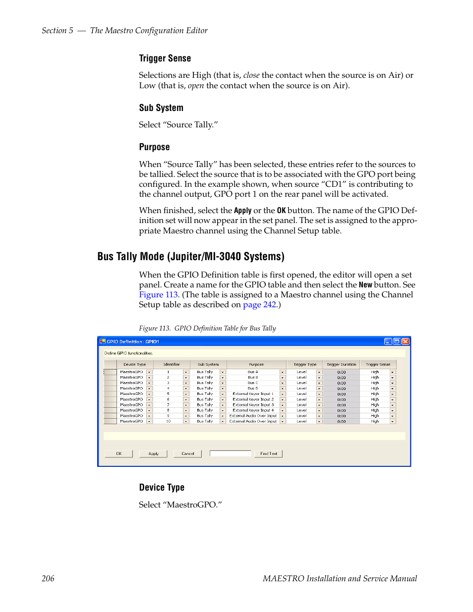 Bus tally mode (jupiter/mi-3040 systems) | Grass Valley Maestro Master Control Installation v.2.4.0 User Manual | Page 206 / 428