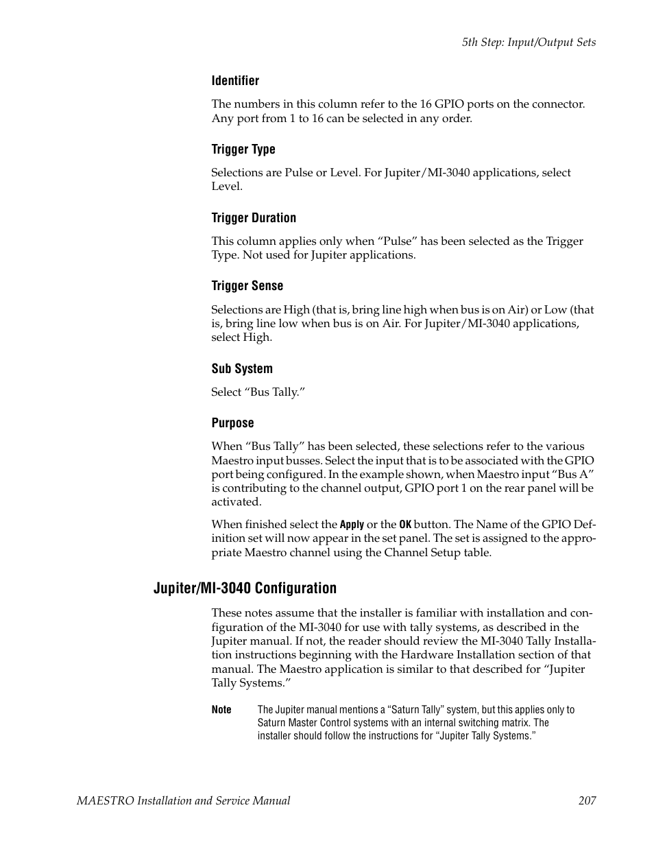 Jupiter/mi-3040 configuration | Grass Valley Maestro Master Control Installation v.2.4.0 User Manual | Page 207 / 428