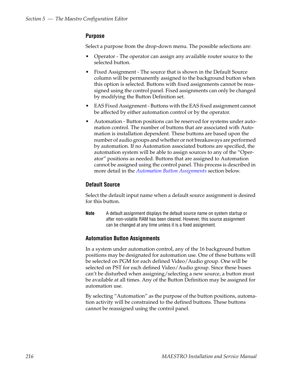 Grass Valley Maestro Master Control Installation v.2.4.0 User Manual | Page 216 / 428