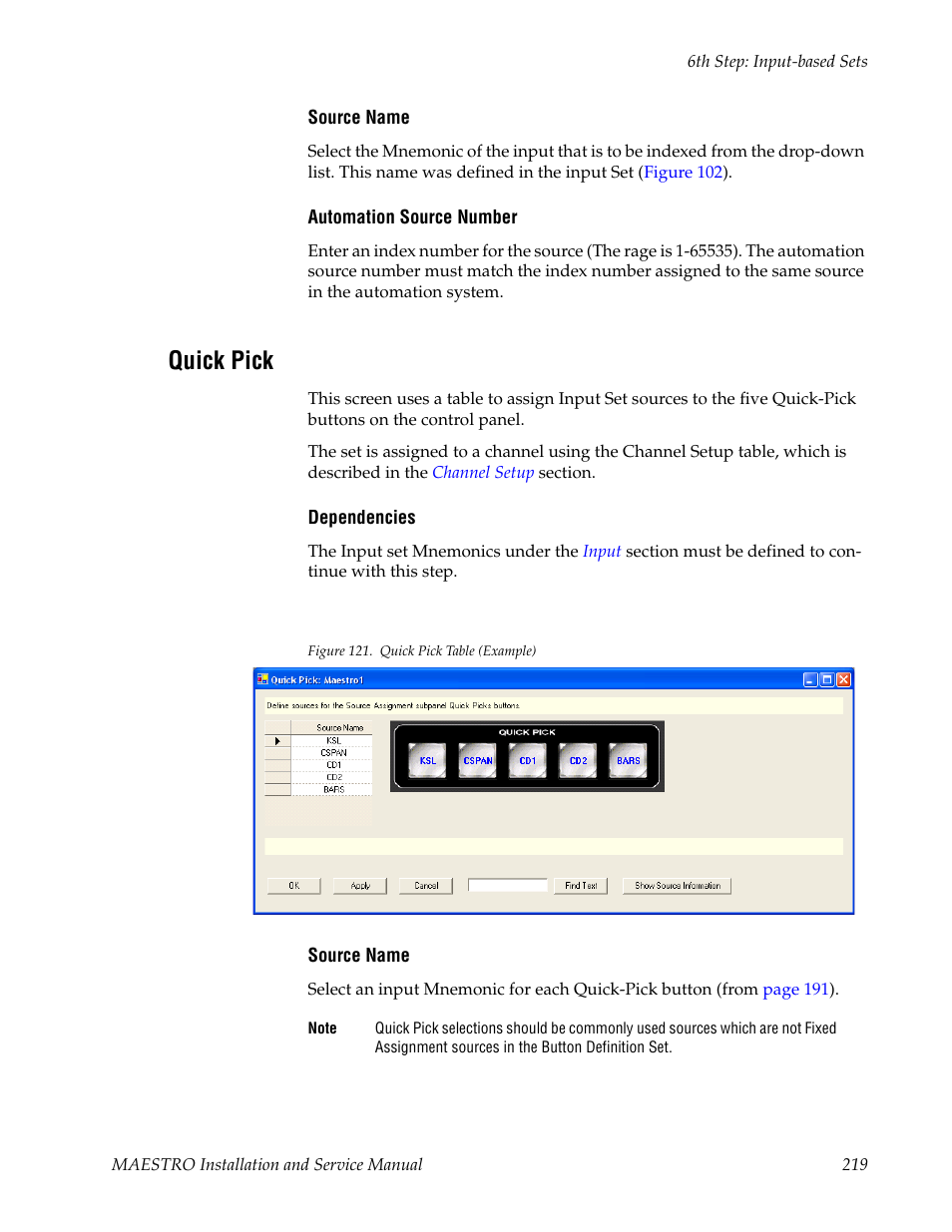 Quick pick, Table | Grass Valley Maestro Master Control Installation v.2.4.0 User Manual | Page 219 / 428