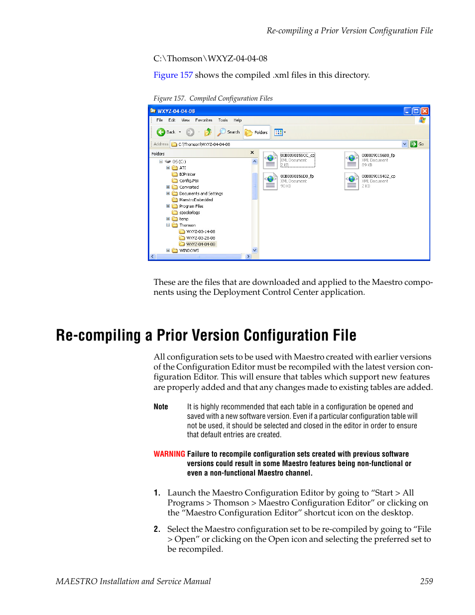 Re-compiling a prior version configuration file | Grass Valley Maestro Master Control Installation v.2.4.0 User Manual | Page 259 / 428