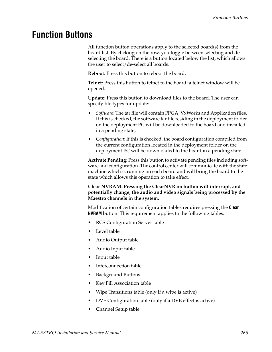 Function buttons | Grass Valley Maestro Master Control Installation v.2.4.0 User Manual | Page 265 / 428