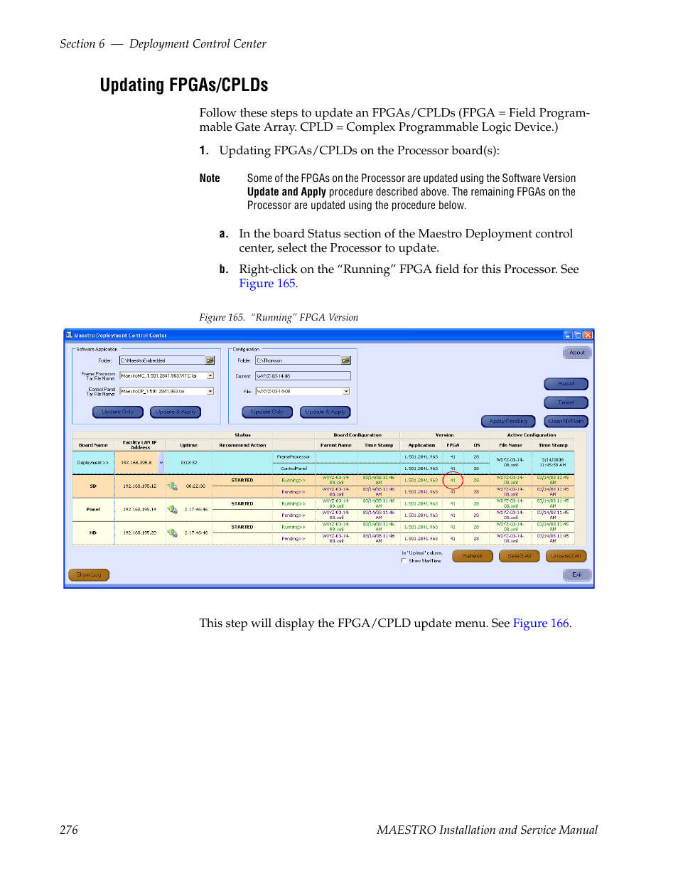 Updating fpgas/cplds, To updating fpgas/cplds | Grass Valley Maestro Master Control Installation v.2.4.0 User Manual | Page 276 / 428