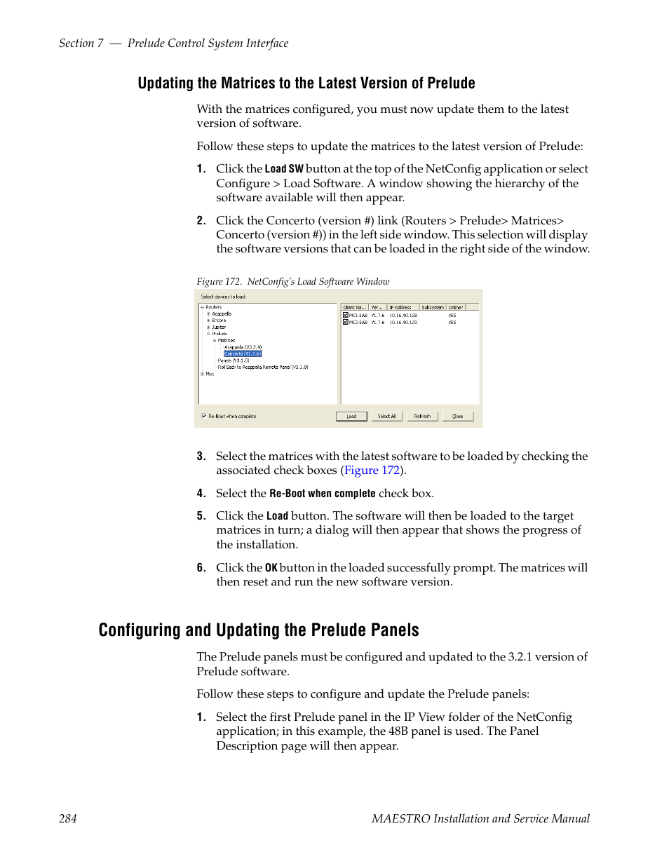 Configuring and updating the prelude panels | Grass Valley Maestro Master Control Installation v.2.4.0 User Manual | Page 284 / 428
