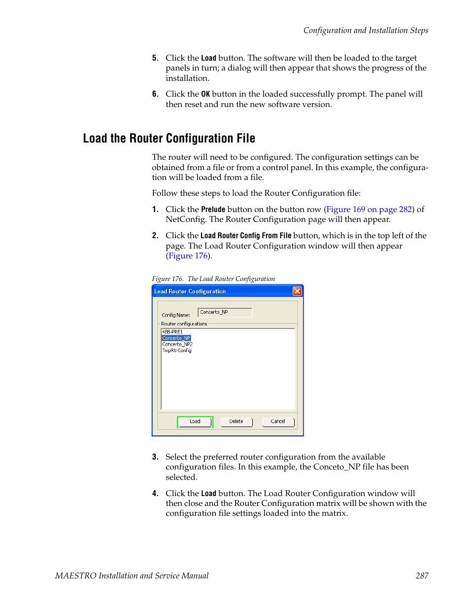 Load the router configuration file | Grass Valley Maestro Master Control Installation v.2.4.0 User Manual | Page 287 / 428