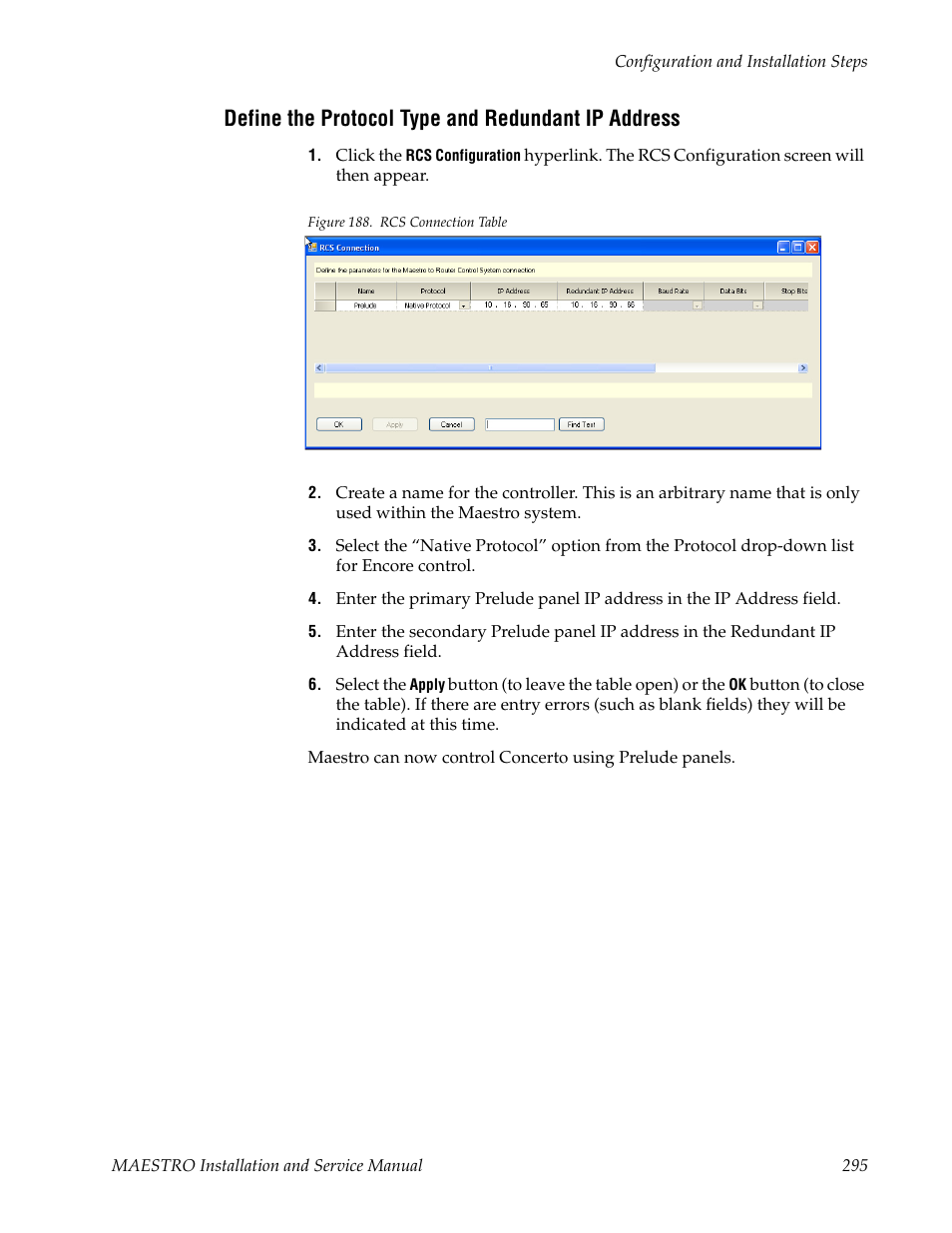 Define the protocol type and redundant ip address | Grass Valley Maestro Master Control Installation v.2.4.0 User Manual | Page 295 / 428
