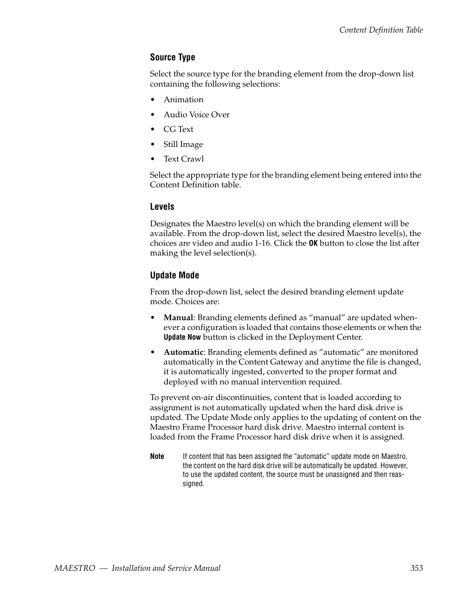 Grass Valley Maestro Master Control Installation v.2.4.0 User Manual | Page 353 / 428