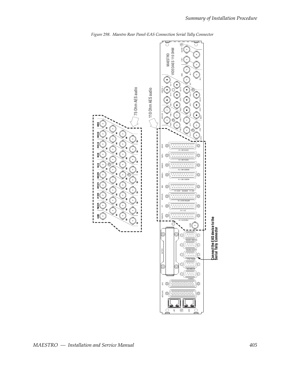 Figure 298, Video/aes 110 ohm maestro | Grass Valley Maestro Master Control Installation v.2.4.0 User Manual | Page 405 / 428