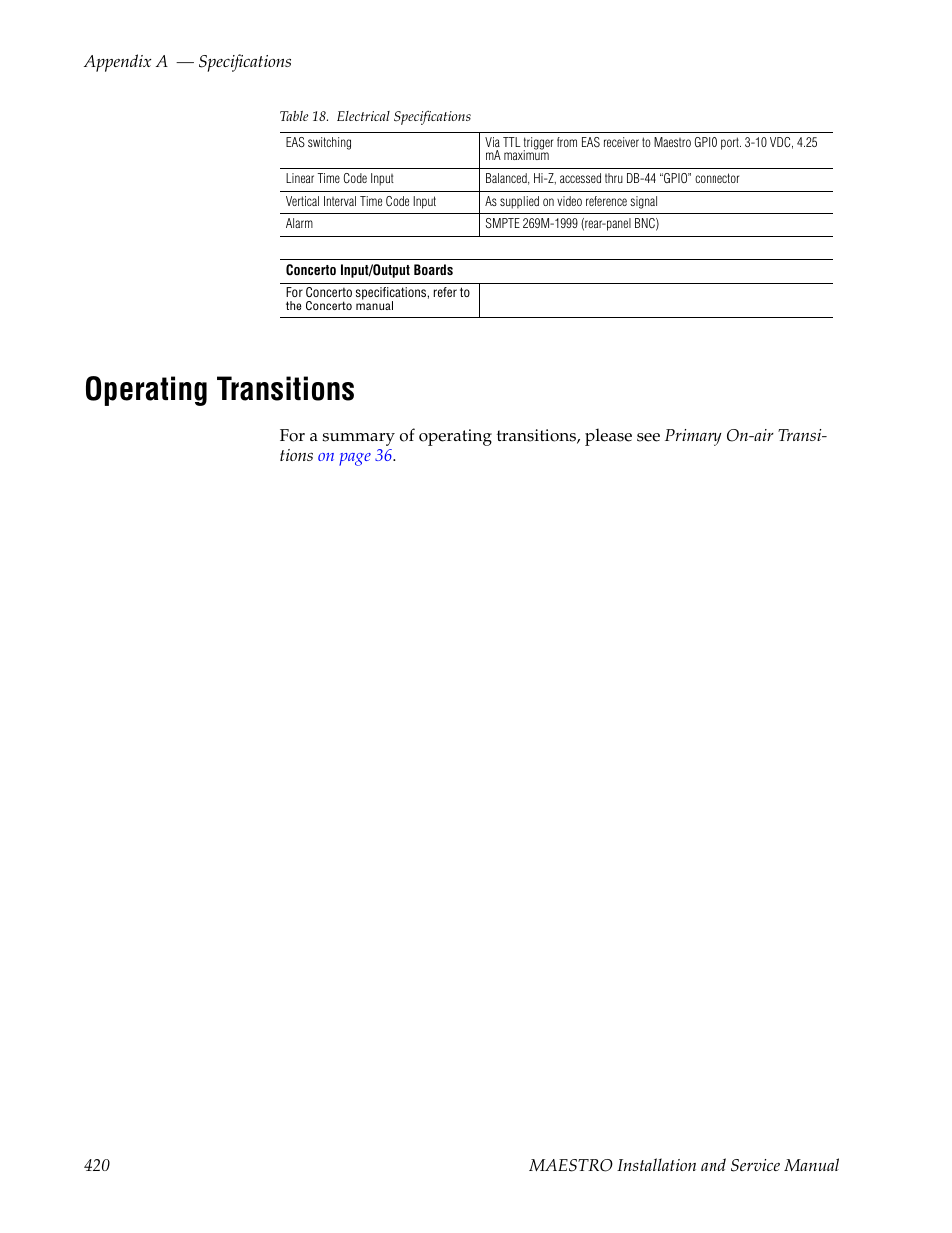 Operating transitions | Grass Valley Maestro Master Control Installation v.2.4.0 User Manual | Page 420 / 428