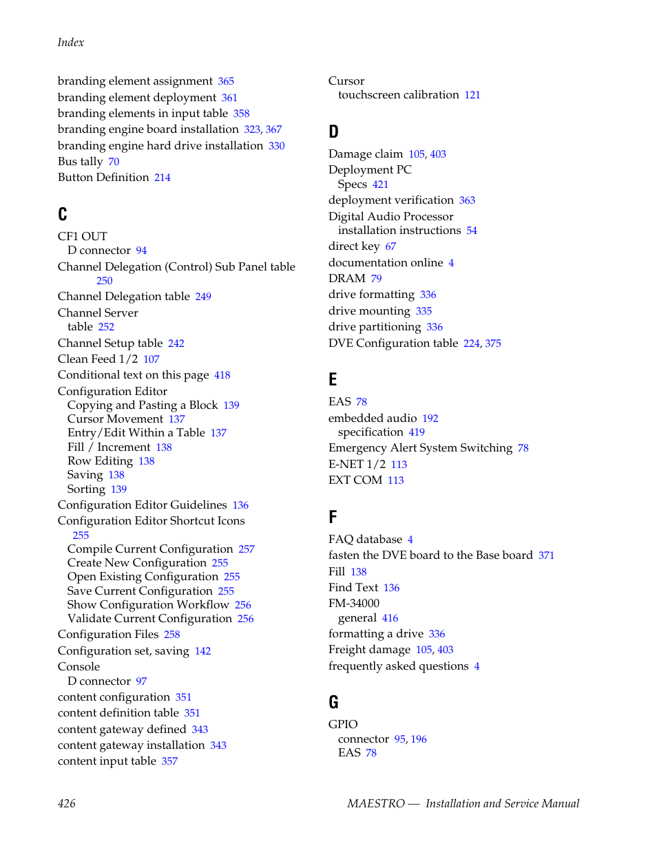 Grass Valley Maestro Master Control Installation v.2.4.0 User Manual | Page 426 / 428