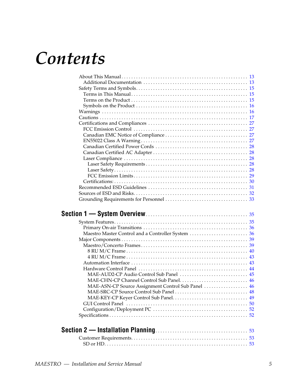 Grass Valley Maestro Master Control Installation v.2.4.0 User Manual | Page 5 / 428