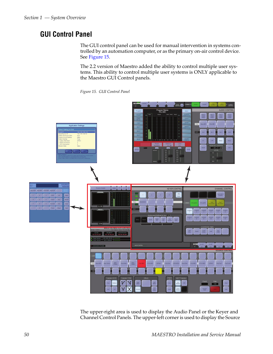 Gui control panel | Grass Valley Maestro Master Control Installation v.2.4.0 User Manual | Page 50 / 428