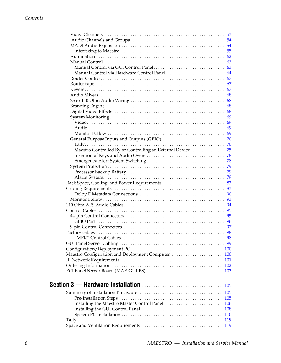 Grass Valley Maestro Master Control Installation v.2.4.0 User Manual | Page 6 / 428