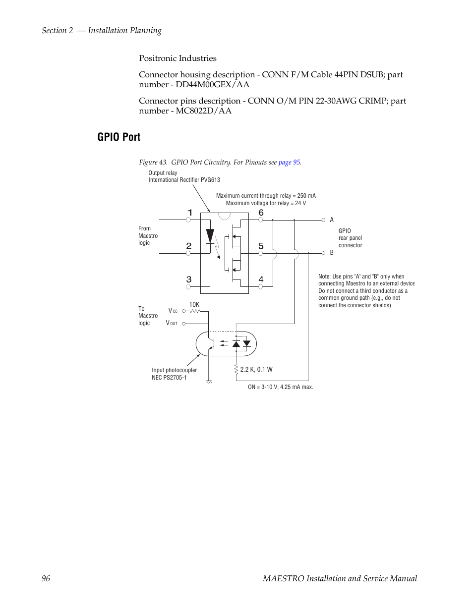 Gpio port | Grass Valley Maestro Master Control Installation v.2.4.0 User Manual | Page 96 / 428