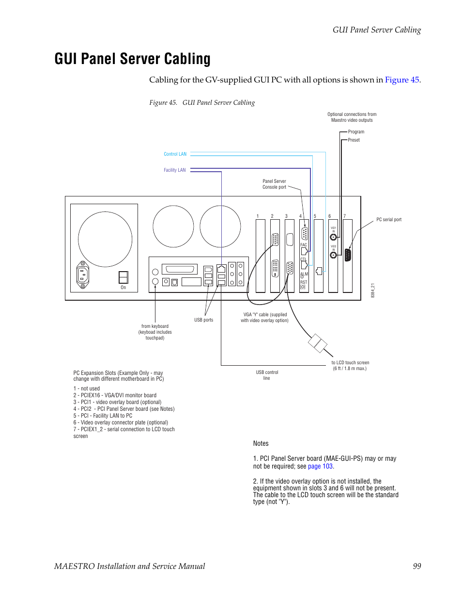 Gui panel server cabling, Figure 45. gui panel server cabling | Grass Valley Maestro Master Control Installation v.2.4.0 User Manual | Page 99 / 428