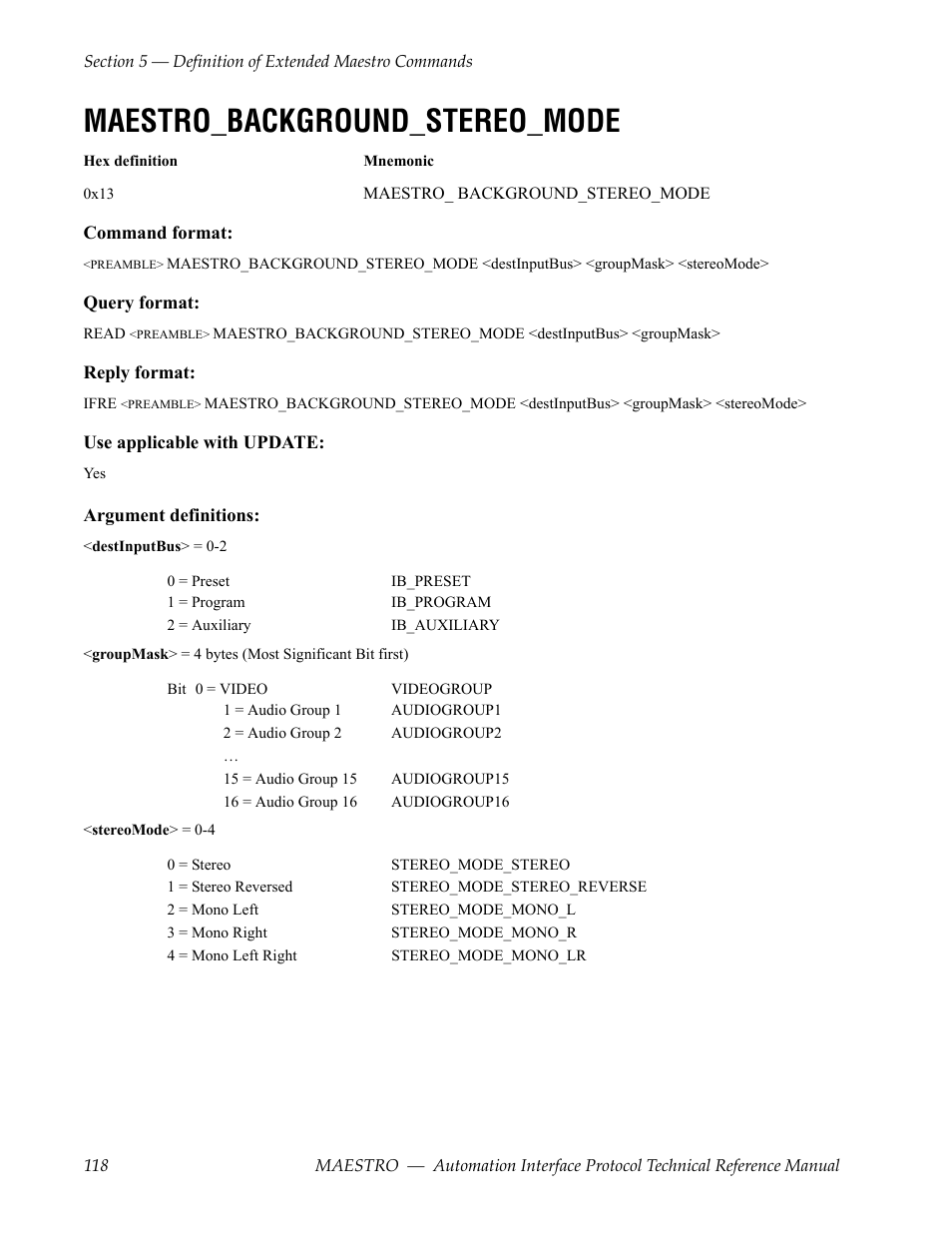 Maestro_background_stereo_mode | Grass Valley Maestro Master Control Reference Manual v.2.4.0 User Manual | Page 118 / 178