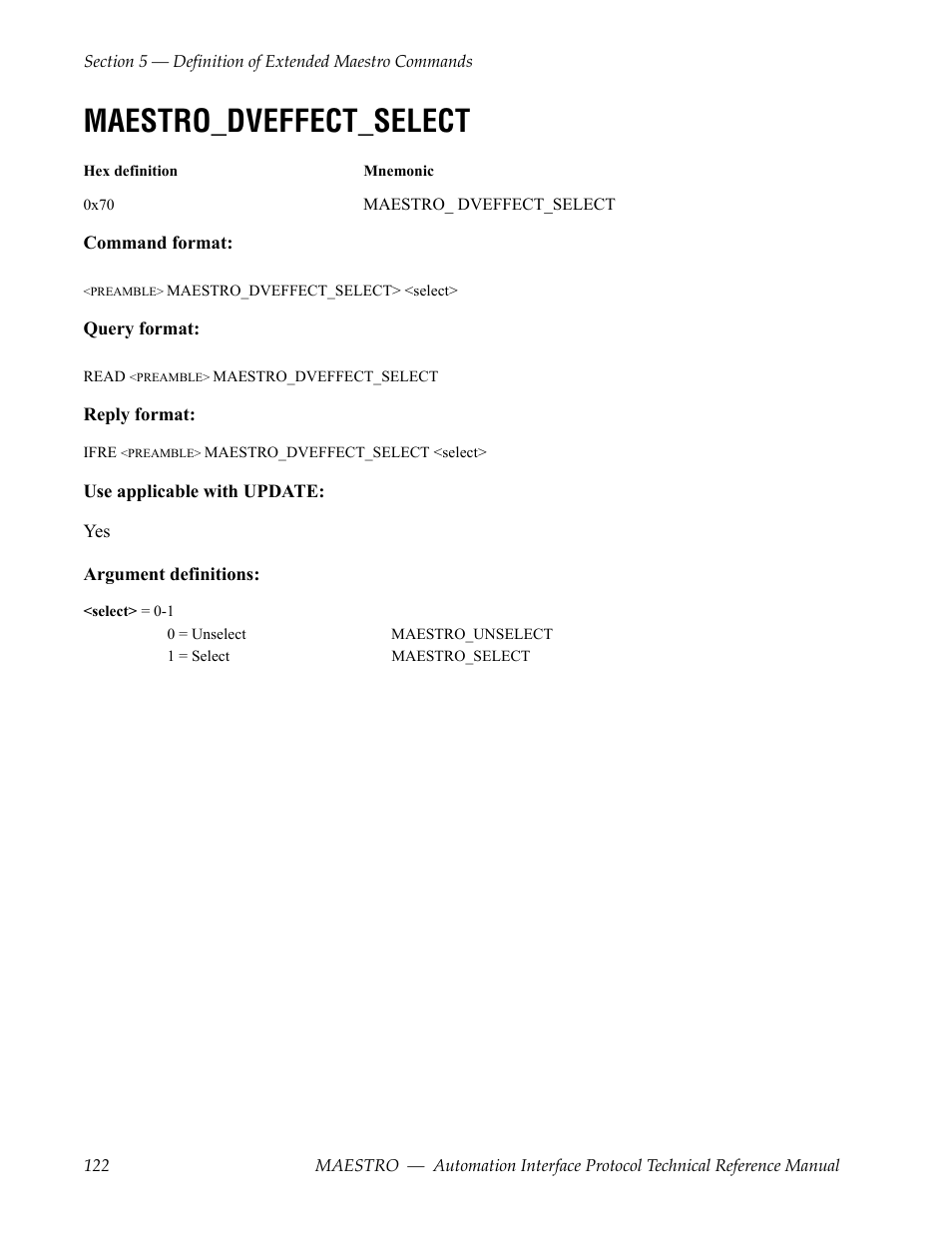 Maestro_dveffect_select | Grass Valley Maestro Master Control Reference Manual v.2.4.0 User Manual | Page 122 / 178