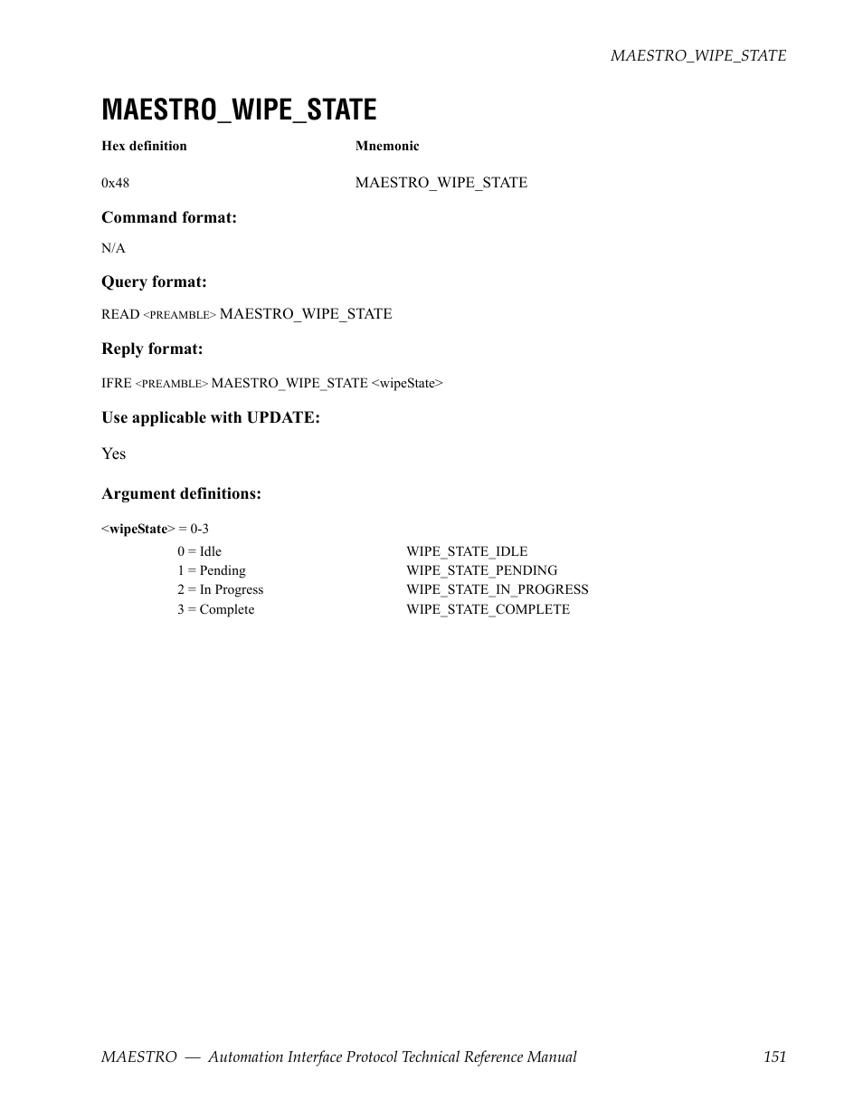 Maestro_wipe_state | Grass Valley Maestro Master Control Reference Manual v.2.4.0 User Manual | Page 151 / 178