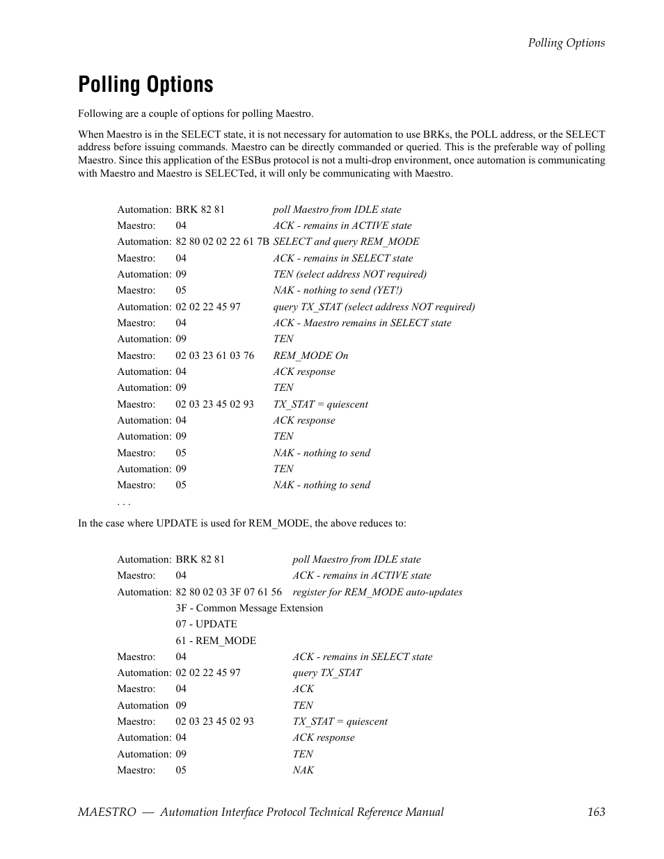 Polling options | Grass Valley Maestro Master Control Reference Manual v.2.4.0 User Manual | Page 163 / 178