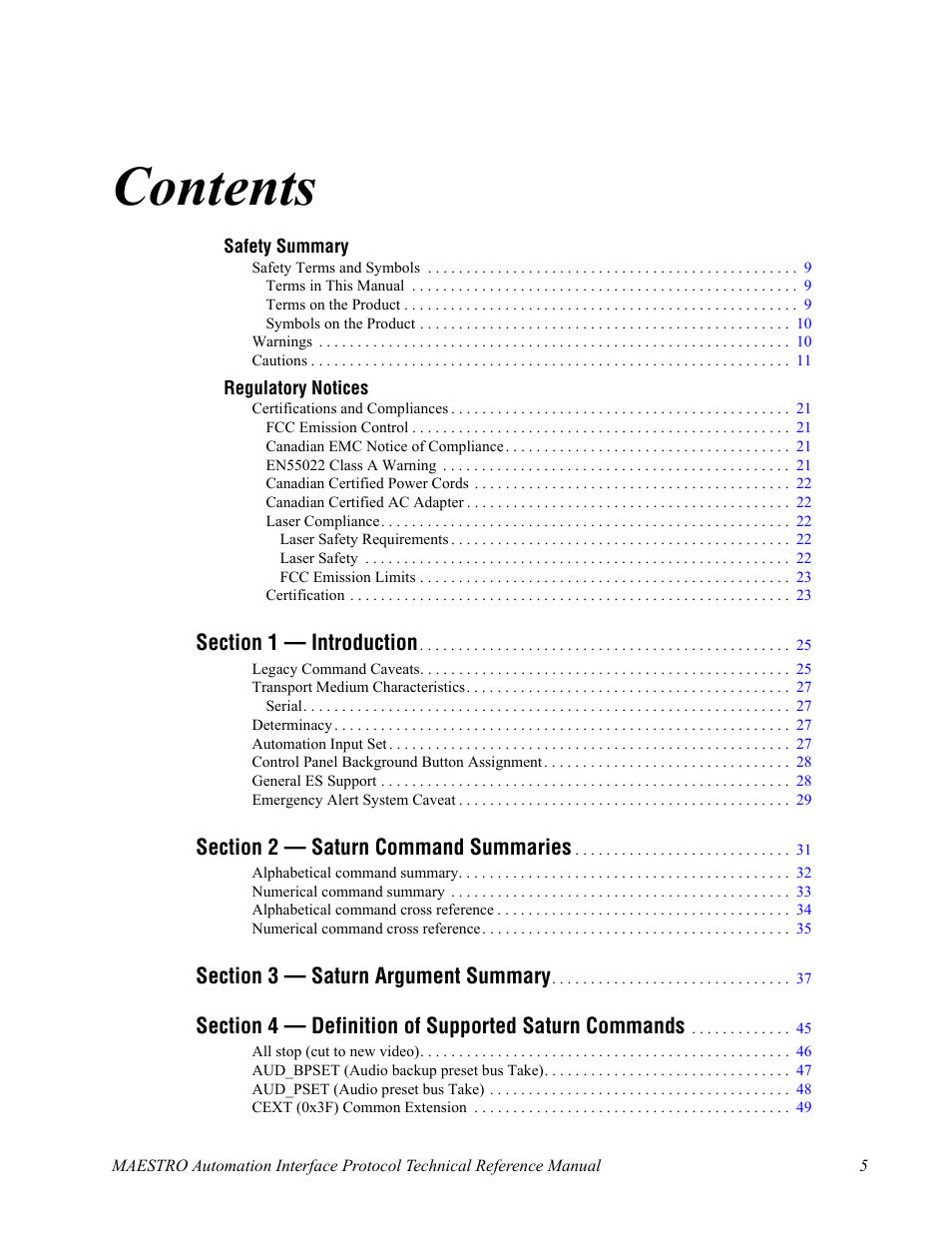 Grass Valley Maestro Master Control Reference Manual v.2.4.0 User Manual | Page 5 / 178