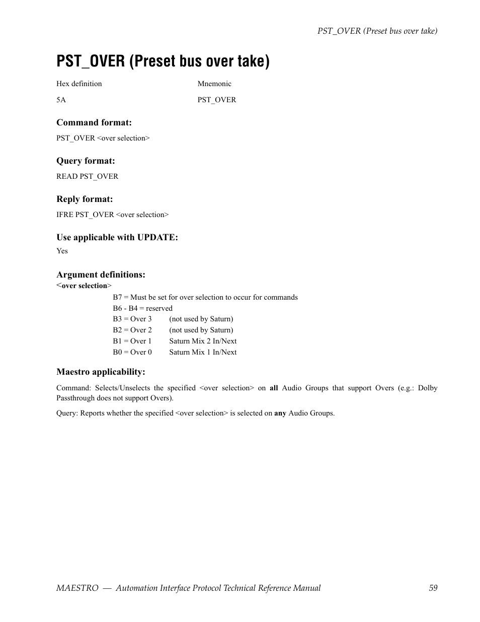 Pst_over (preset bus over take) | Grass Valley Maestro Master Control Reference Manual v.2.4.0 User Manual | Page 59 / 178