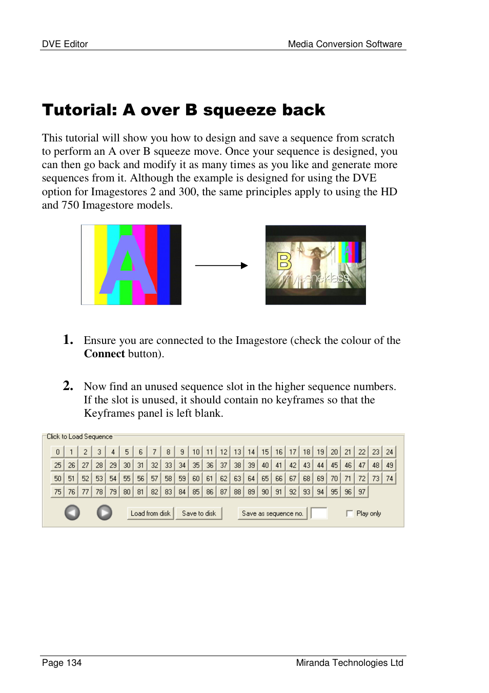 Tutorial: a over b squeeze back | Grass Valley Media Conversion User Manual | Page 134 / 154