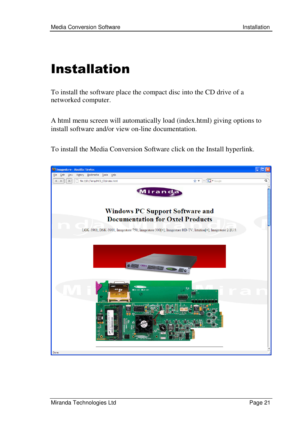 Installation | Grass Valley Media Conversion User Manual | Page 21 / 154