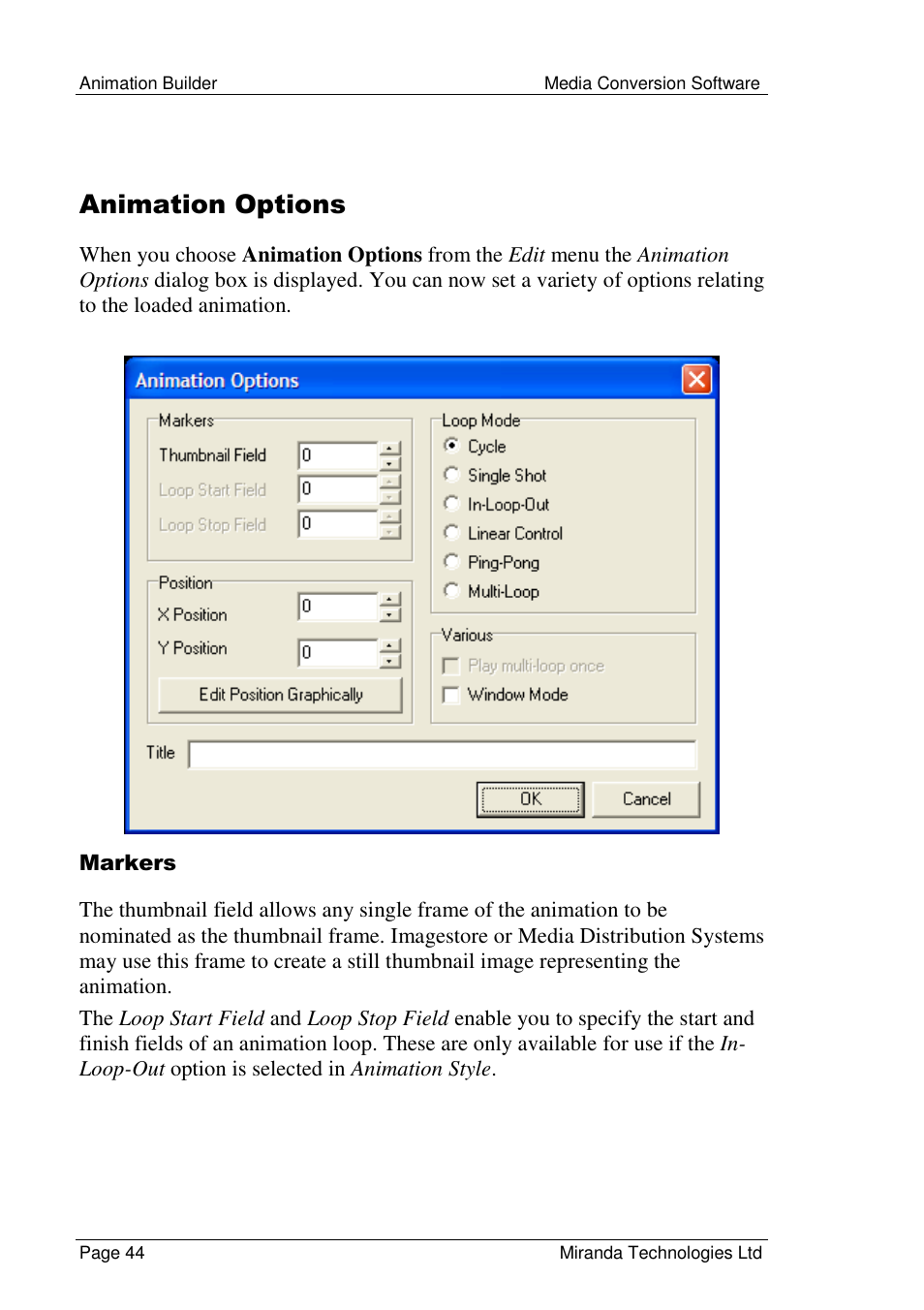 Animation options | Grass Valley Media Conversion User Manual | Page 44 / 154