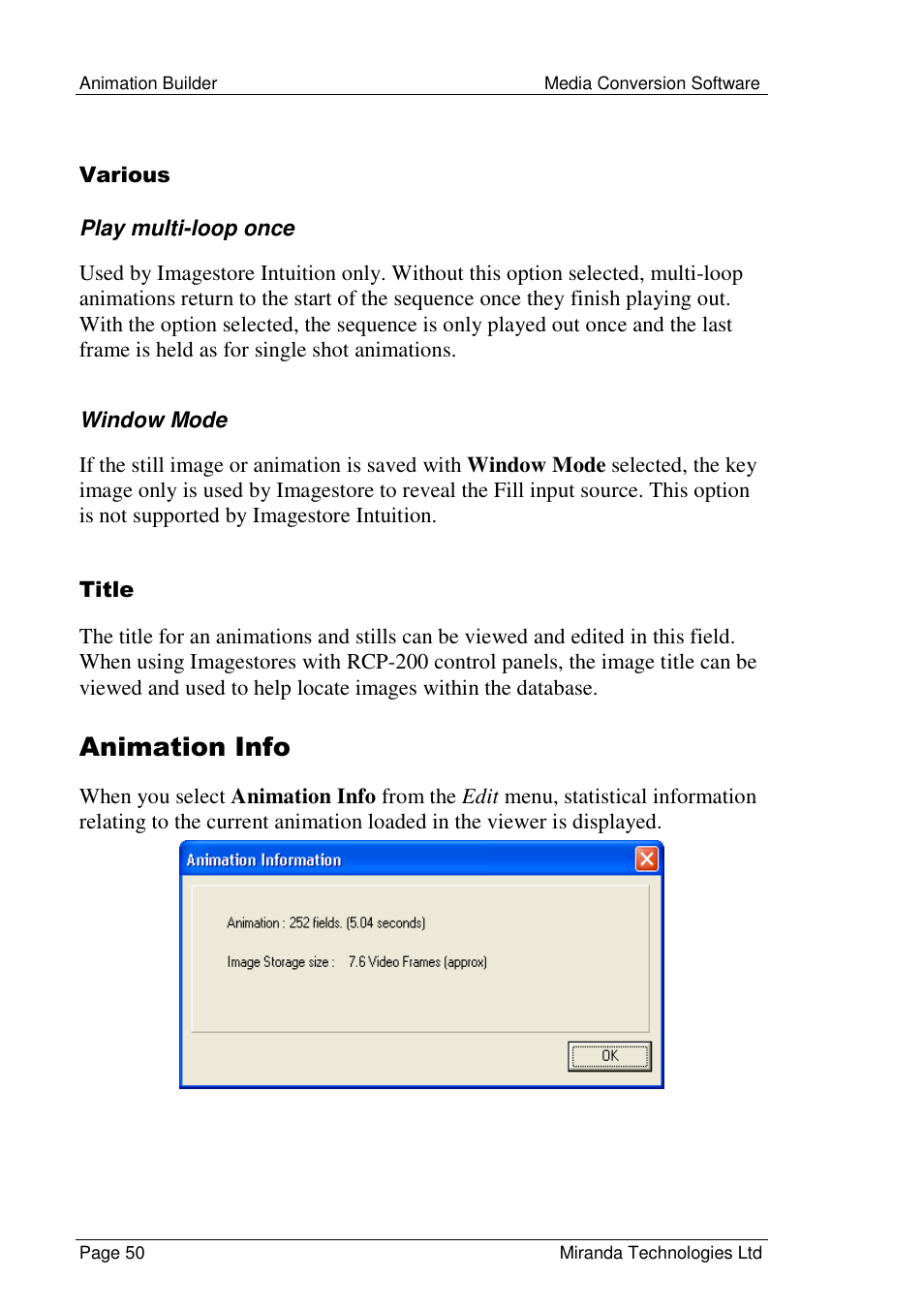 Animation info | Grass Valley Media Conversion User Manual | Page 50 / 154