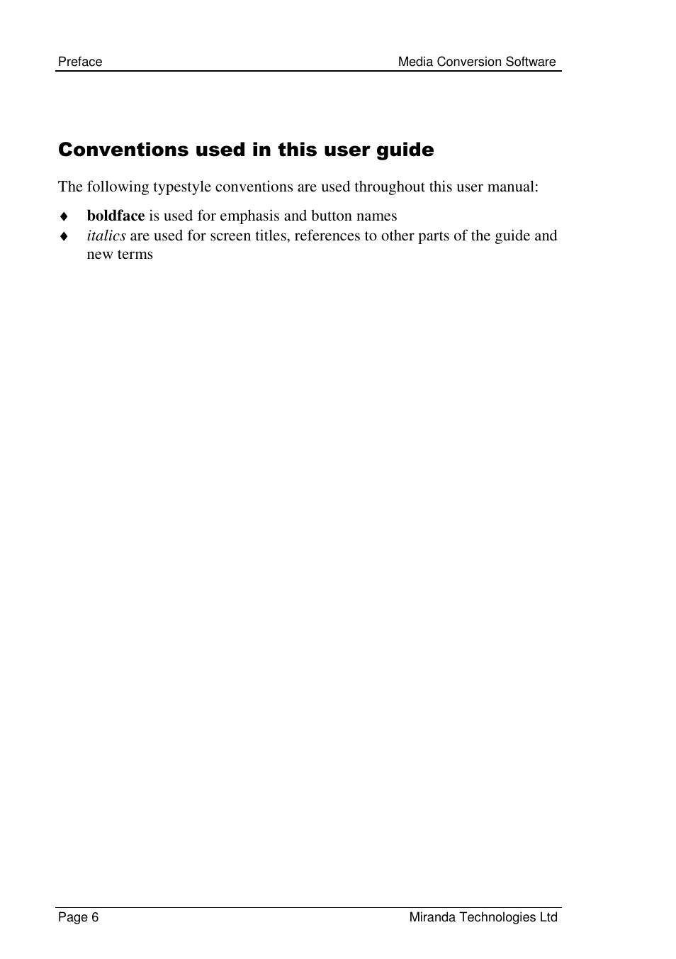 Conventions used in this user guide | Grass Valley Media Conversion User Manual | Page 6 / 154