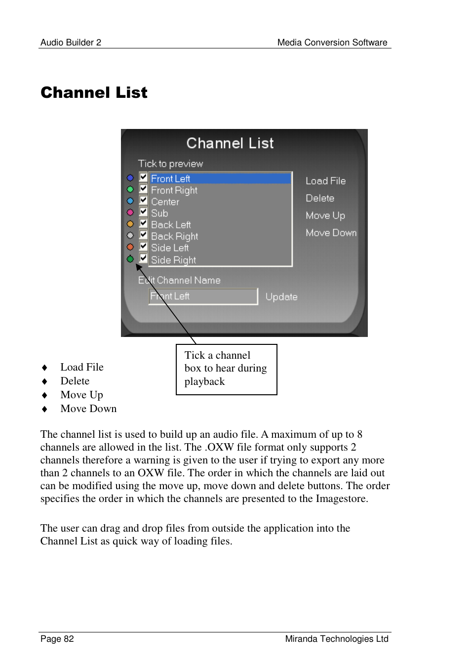 Channel list | Grass Valley Media Conversion User Manual | Page 82 / 154