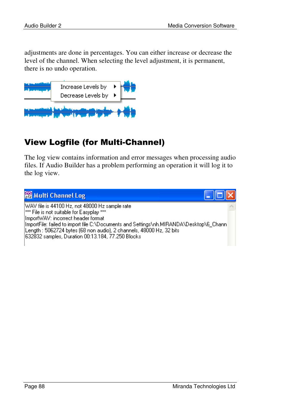 View logfile (for multi-channel) | Grass Valley Media Conversion User Manual | Page 88 / 154