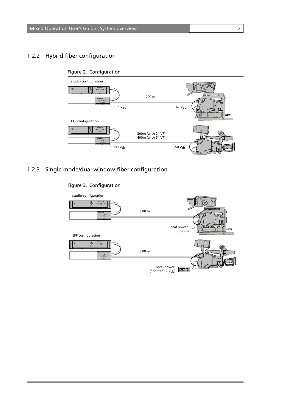 2 hybrid fiber configuration, 3 single mode/dual window fiber configuration | Grass Valley MOBox Mixed-Operation Systems User Manual | Page 10 / 24