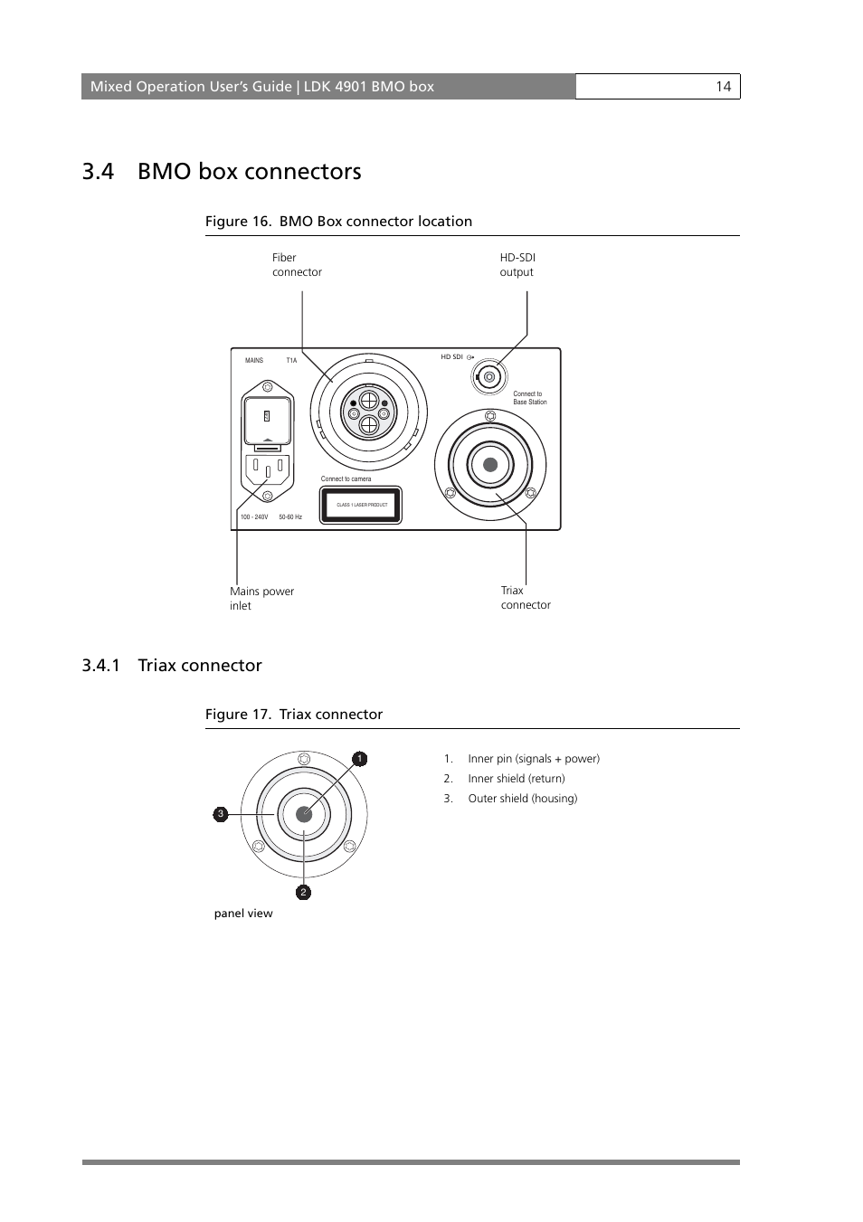 4 bmo box connectors, 1 triax connector | Grass Valley MOBox Mixed-Operation Systems User Manual | Page 22 / 24