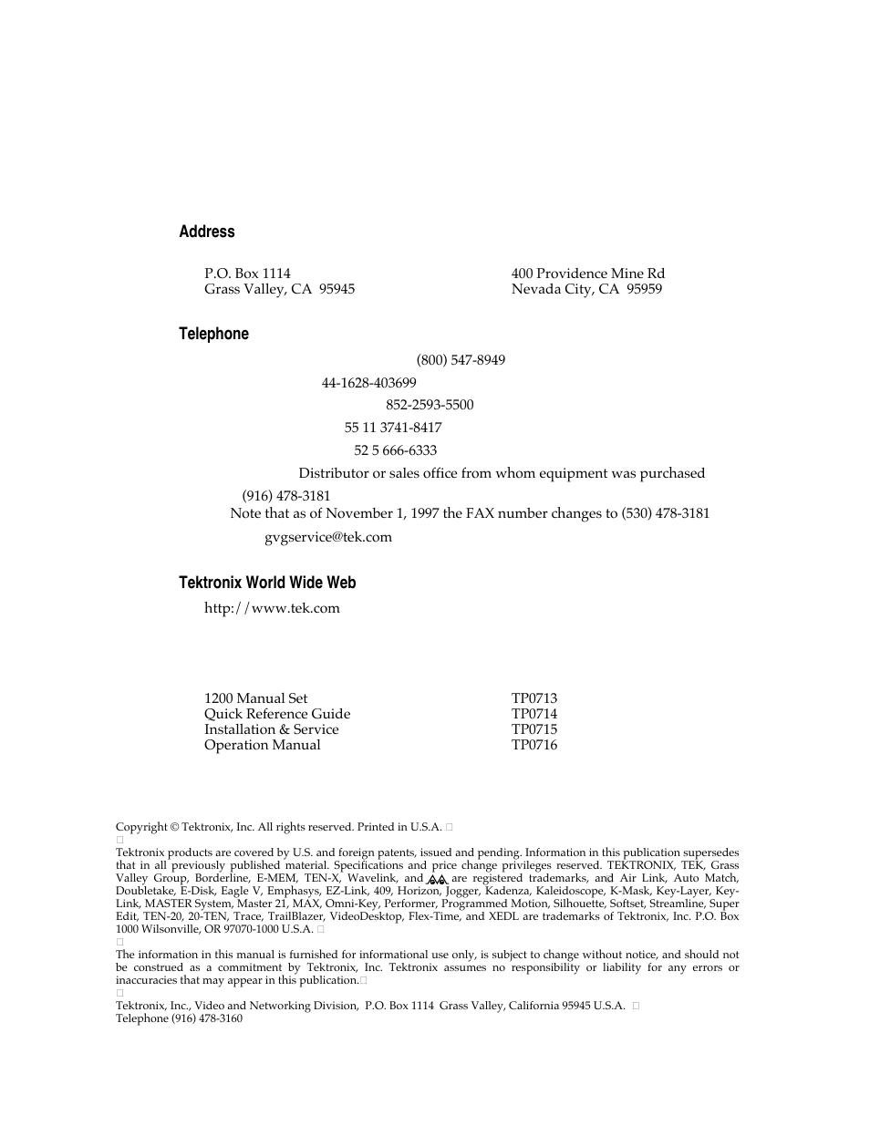 Grass Valley 1200 Installation User Manual | Page 2 / 156