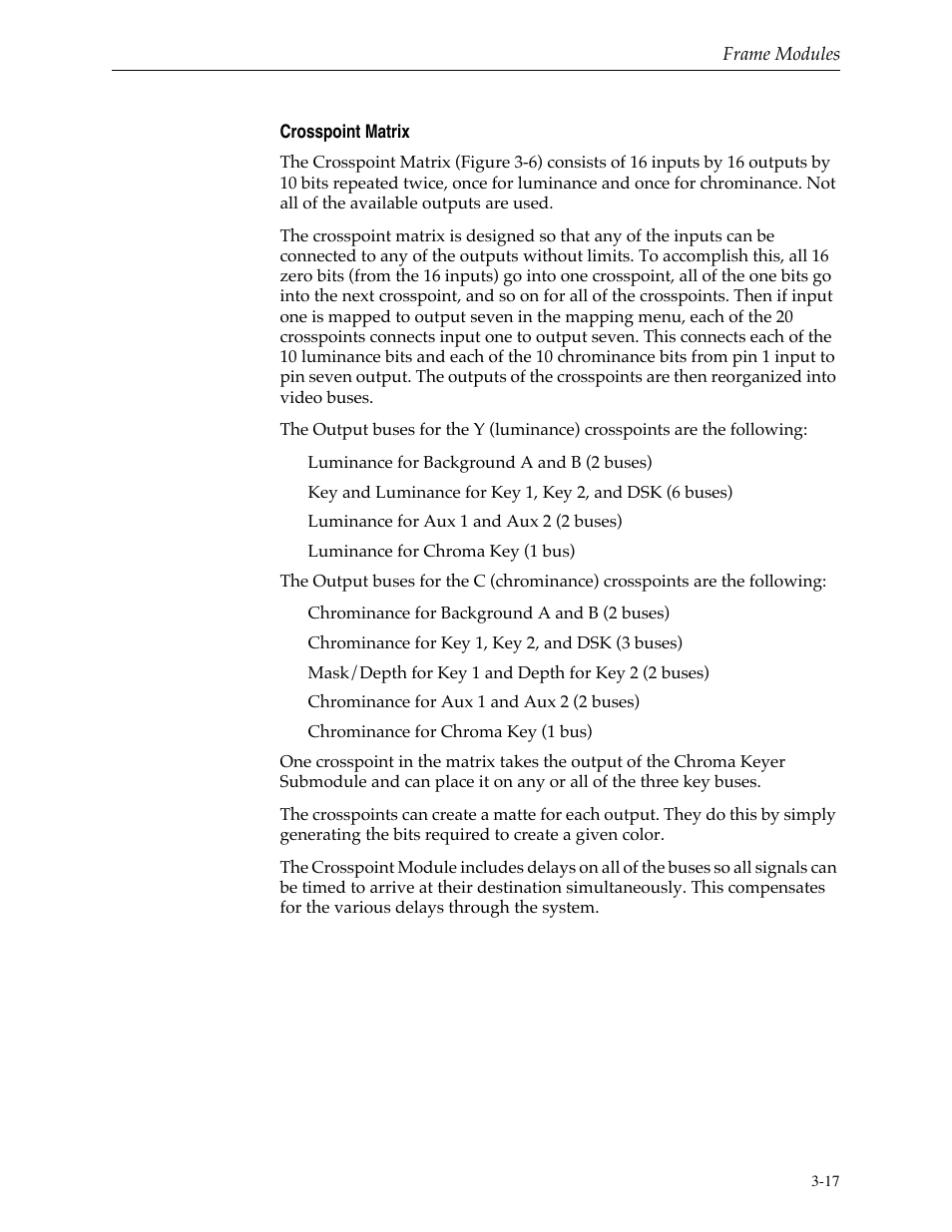 Crosspoint matrix, Crosspoint matrix -17 | Grass Valley 1200 Installation User Manual | Page 91 / 156