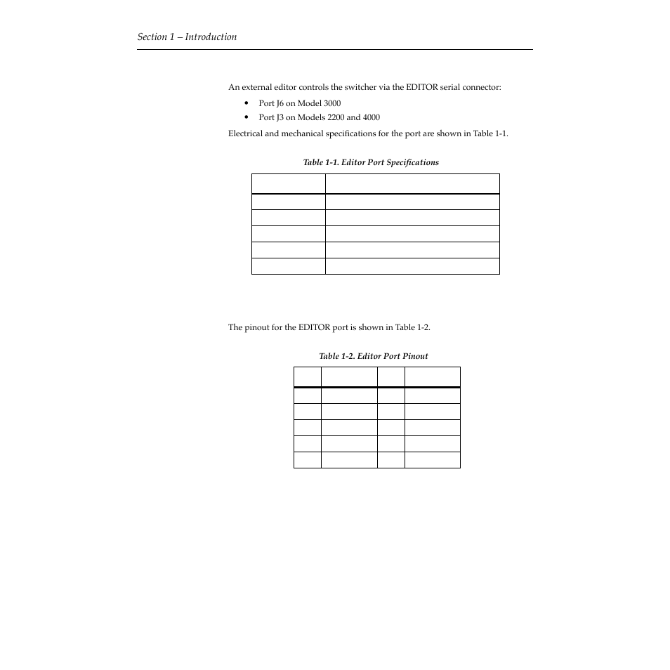 Editor connectivity, Editor connectivity -2 | Grass Valley 2200 User Manual | Page 10 / 120