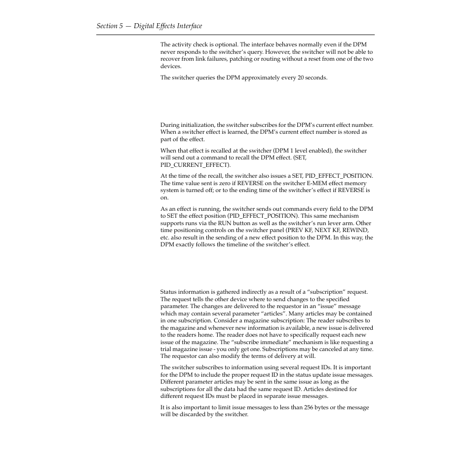 Running effects, Subscription, Running effects -10 subscription -10 | Grass Valley 2200 User Manual | Page 100 / 120