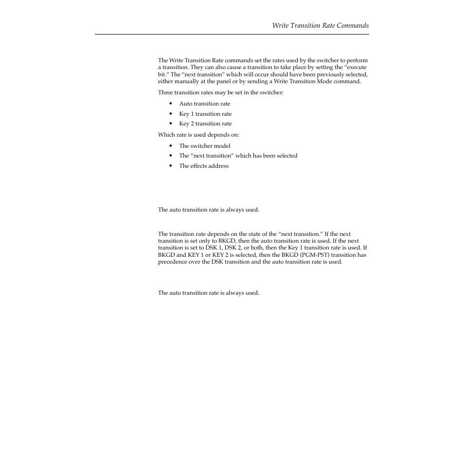 Write transition rate commands, Model 3000-2 and 4000-2b, Model 2200-2 | Write transition rate commands -25, Model 3000-2 and 4000-2b -25 model 2200-2 -25 | Grass Valley 2200 User Manual | Page 49 / 120