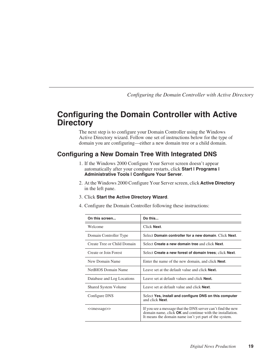 Configuring a new domain tree with integrated dns | Grass Valley NAS Security Instruction Guide v.5.1A User Manual | Page 21 / 58