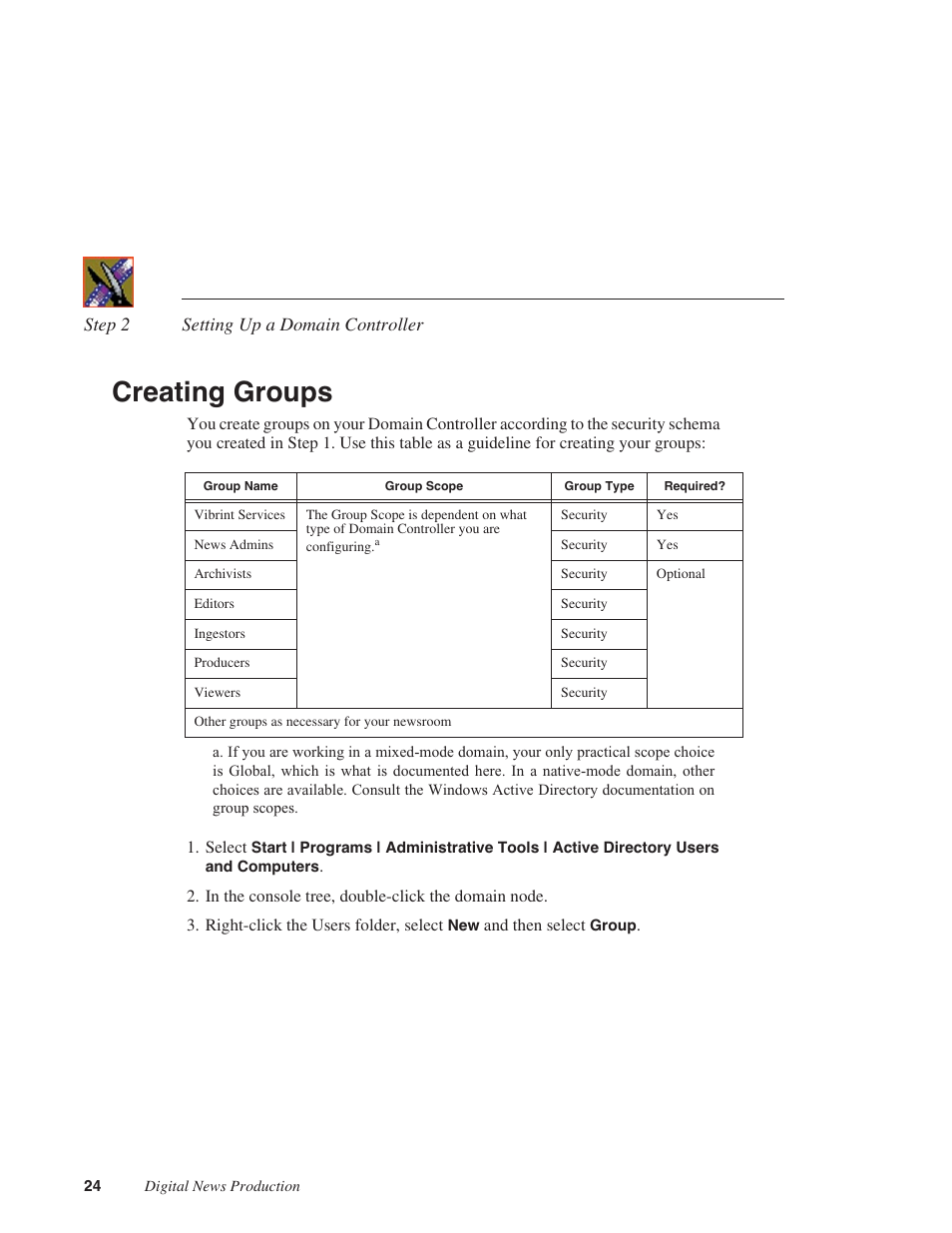 Creating groups | Grass Valley NAS Security Instruction Guide v.5.1A User Manual | Page 26 / 58