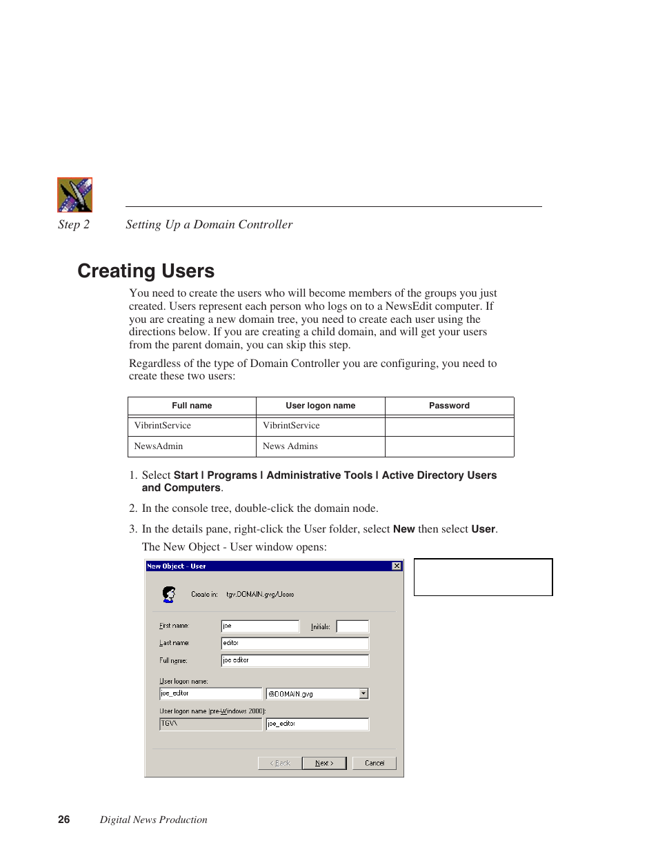 Creating users | Grass Valley NAS Security Instruction Guide v.5.1A User Manual | Page 28 / 58