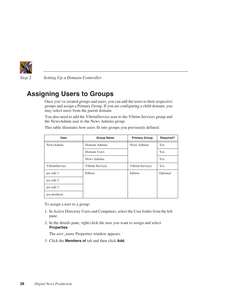 Assigning users to groups | Grass Valley NAS Security Instruction Guide v.5.1A User Manual | Page 30 / 58
