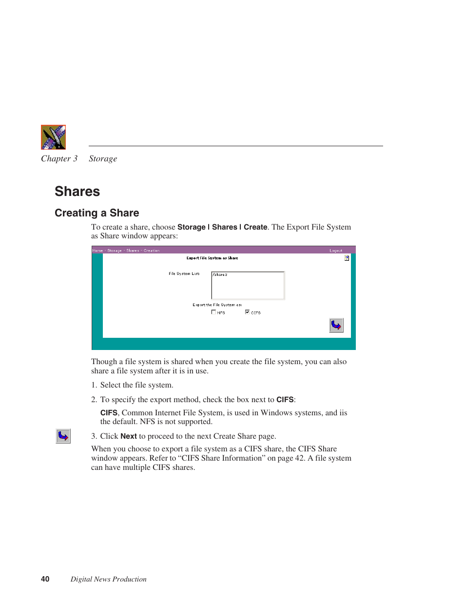Shares, Creating a share | Grass Valley Network Attached Storage System Serial ATA Network User Guide v.1.0.06 User Manual | Page 41 / 123