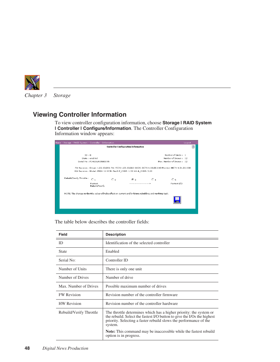 Viewing controller information | Grass Valley Network Attached Storage System Serial ATA Network User Guide v.1.0.06 User Manual | Page 49 / 123