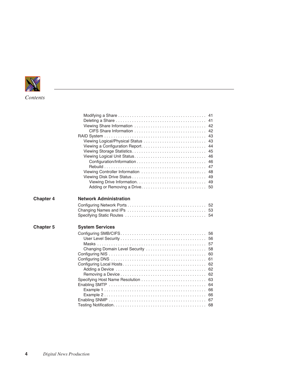 Grass Valley Network Attached Storage System Serial ATA Network User Guide v.1.0.06 User Manual | Page 5 / 123
