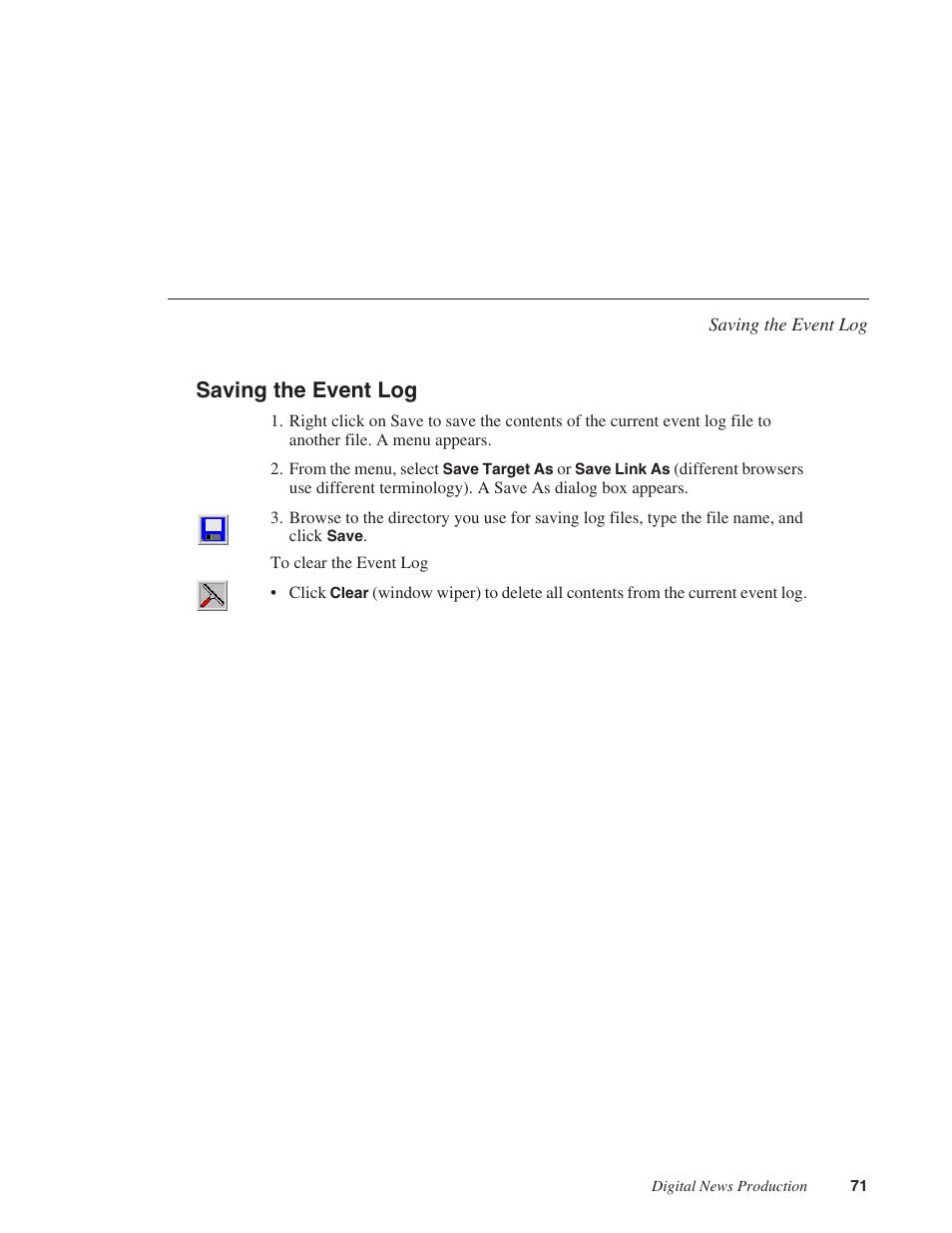Saving the event log | Grass Valley Network Attached Storage System Serial ATA Network User Guide v.1.0.06 User Manual | Page 72 / 123